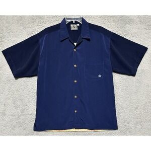 Rietveld Shirt Mens Large Blue Hawaiian Art Print Camp Button Up Beach Surf